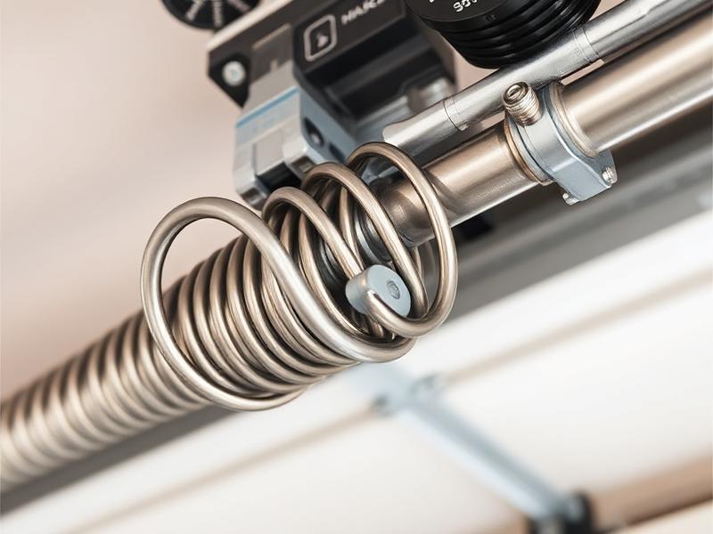 Professional technician replacing torsion spring on residential garage door in North Reading